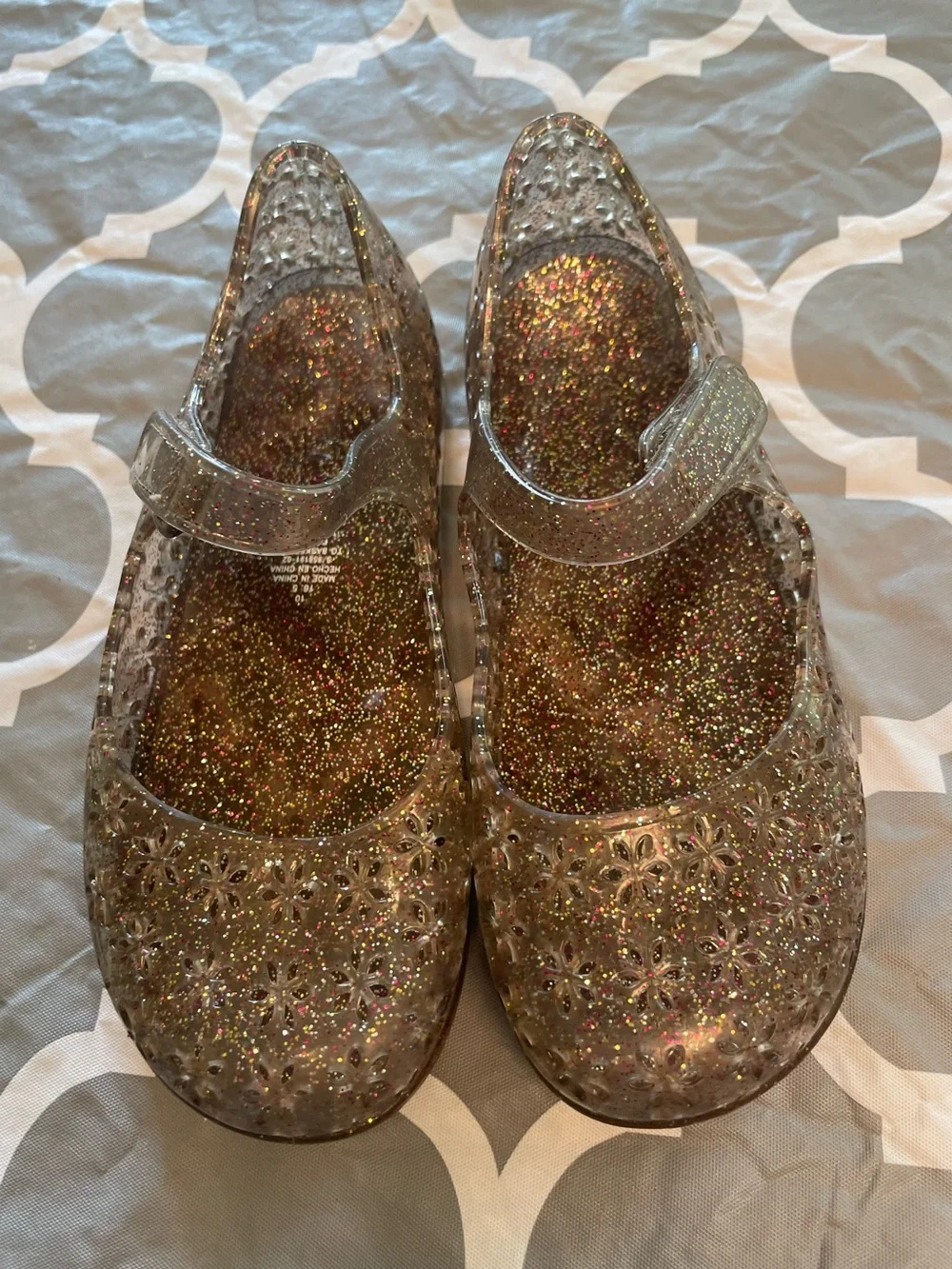 Old navy toddler size 10 Kids Clear dark Glitter Jelly Mary Jane Shoes summer
